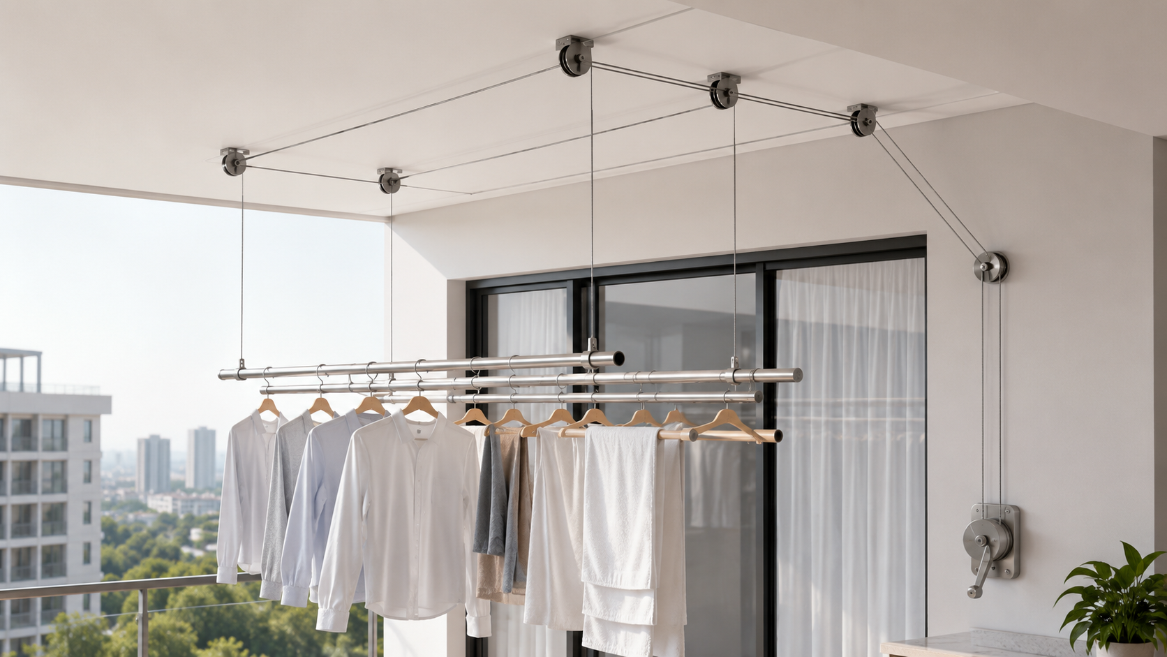 Ảnh 2 - Cáp giàn phơi Inox 316 được lắp trong hệ giàn phơi thông minh
