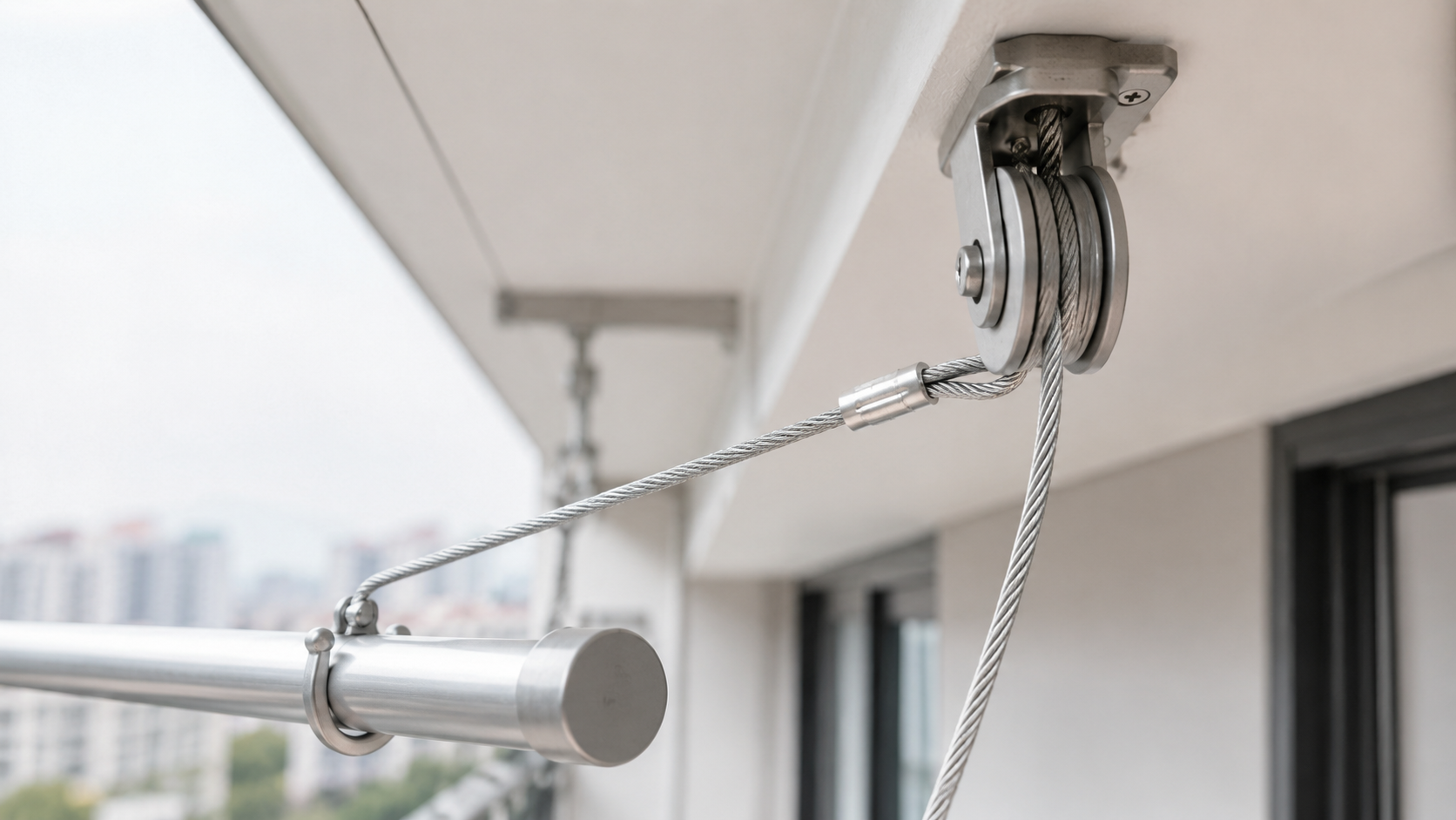 Ảnh 2 - Ảnh cận cảnh dây cáp inox trong hệ giàn phơi thông minh