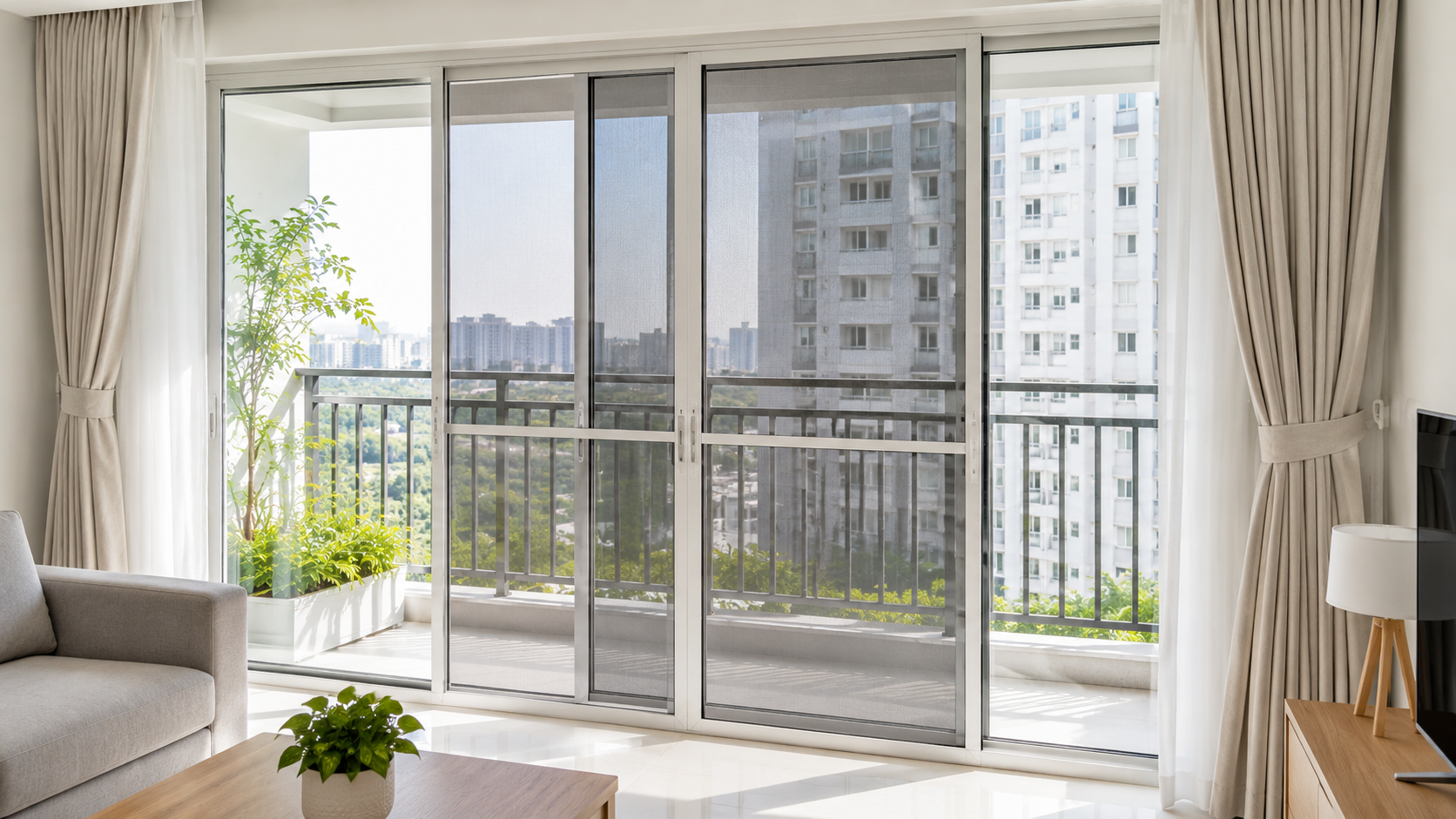 1 - Ảnh tổng quan cửa lưới chống muỗi mở lùa lưới inox