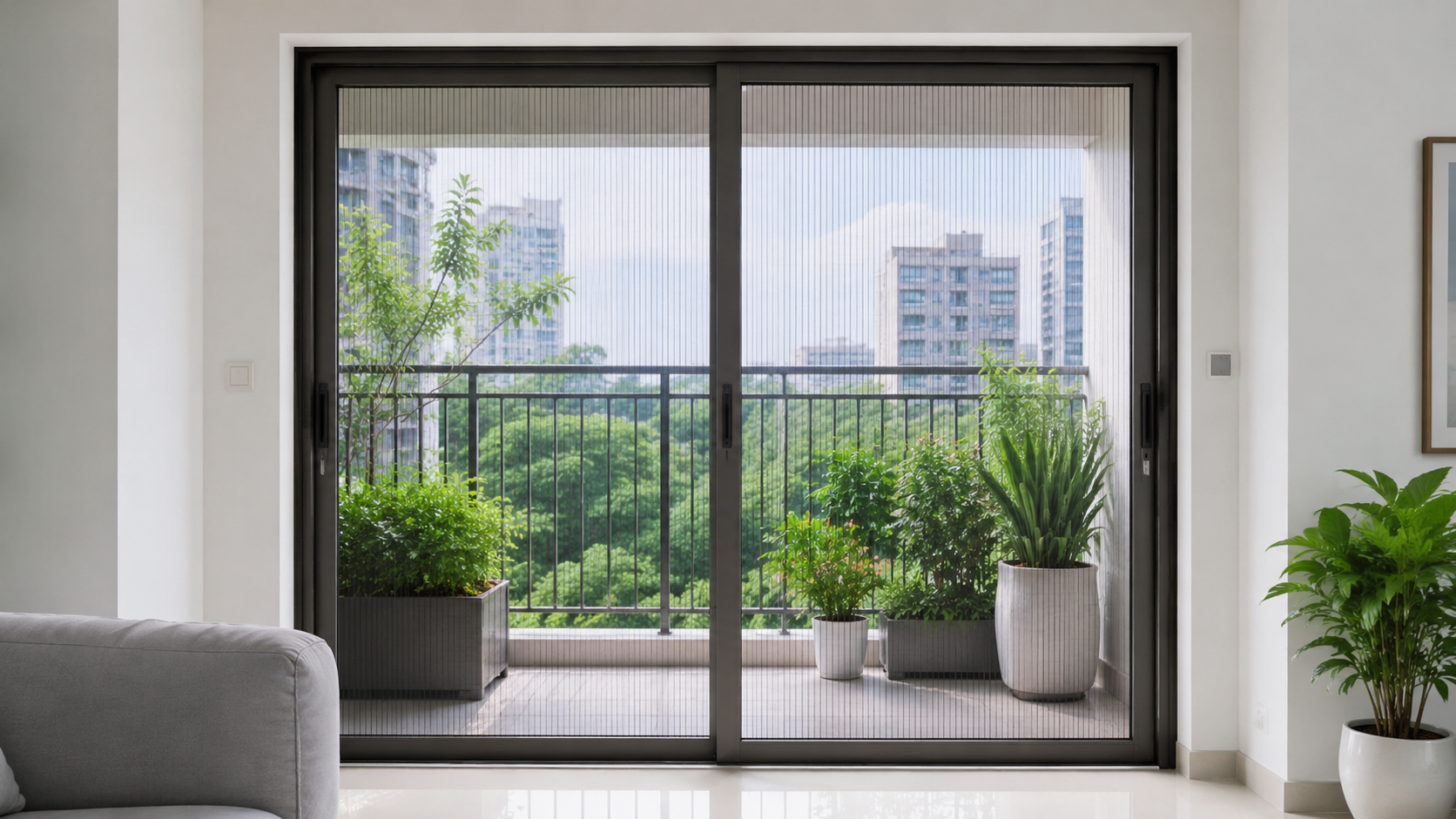 1- ND - Cửa lưới chống muỗi 2 cánh ray lùa