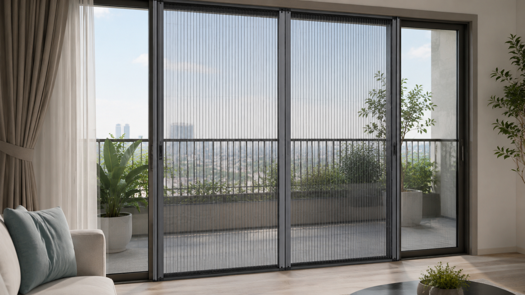1- ND - Cửa lưới chống muỗi không ray dưới