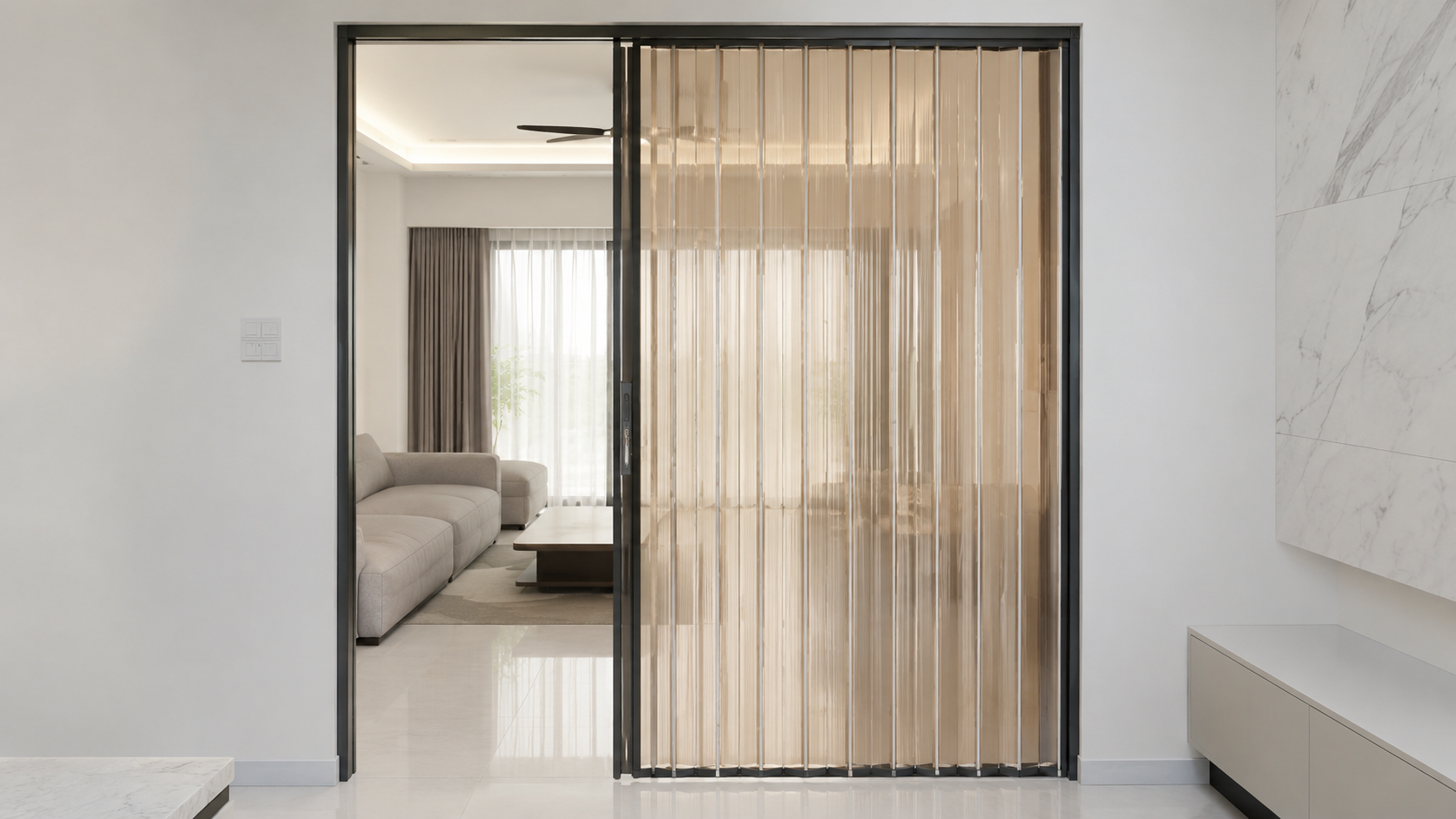 1 - ND - Cửa xếp lá nhựa polycacbonat