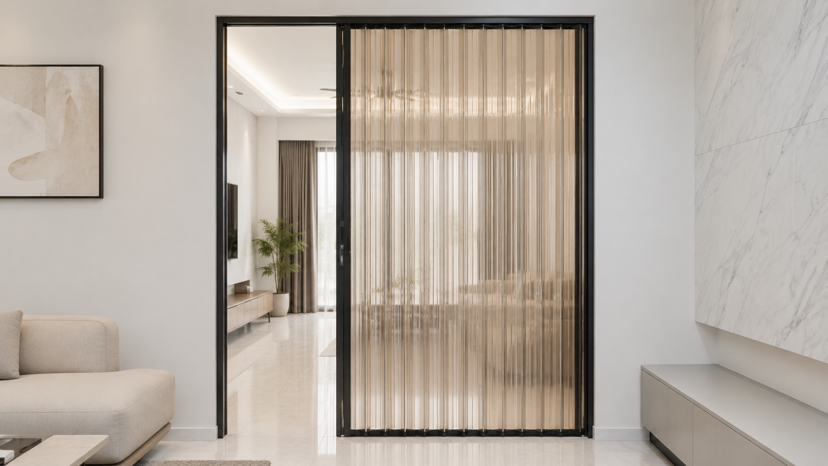 2- ND - Cửa xếp lá nhựa polycacbonat