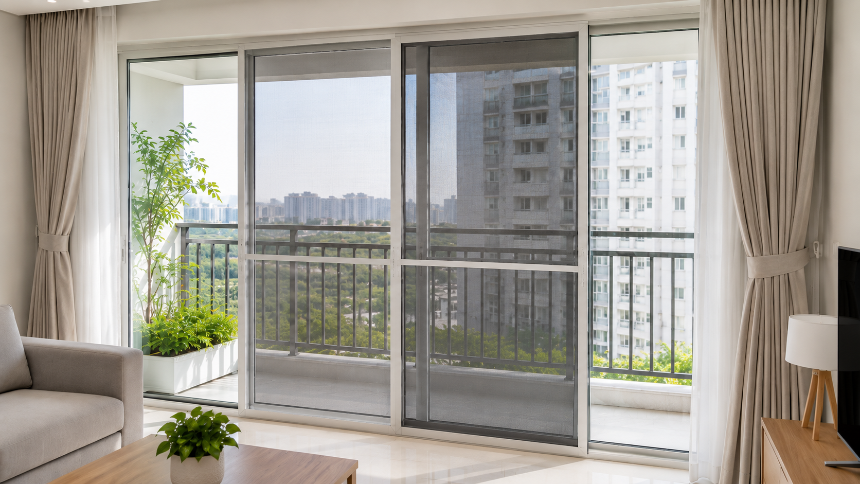 4 - Ảnh cửa lưới mở lùa tại cửa sổ nhà phố