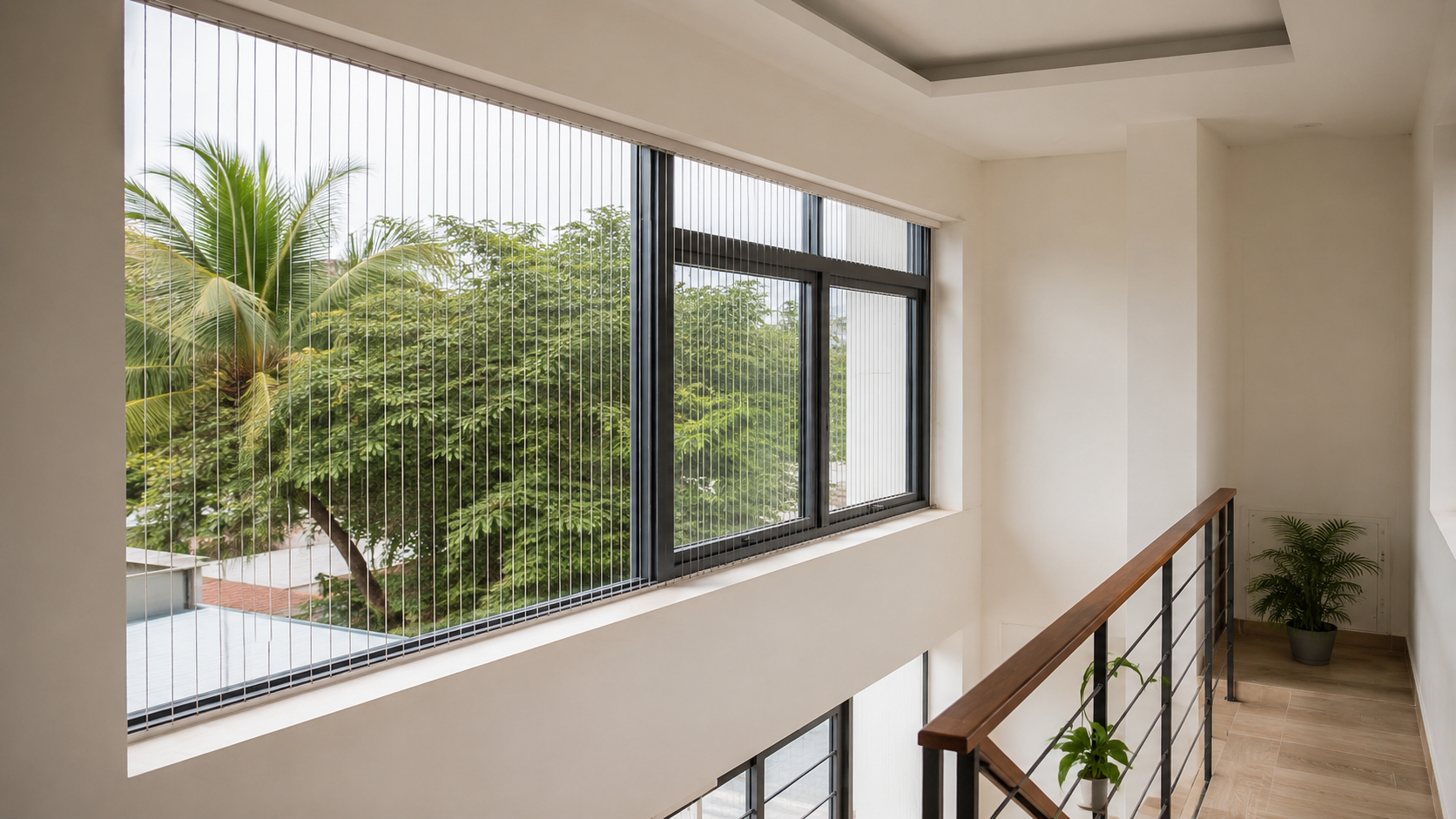 4 - Lưới an toàn cửa sổ - cầu thang trong không gian nhà phố.