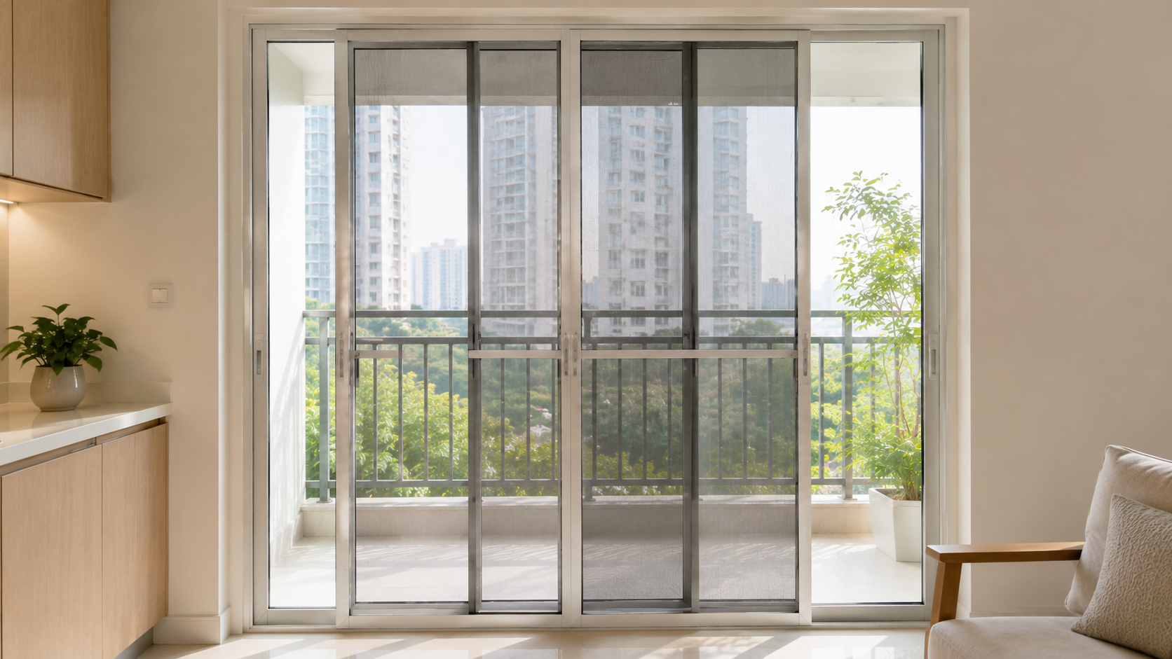 5 - Ảnh cửa lưới mở lùa tại cửa đi sau nhà hoặc khu vực bếp