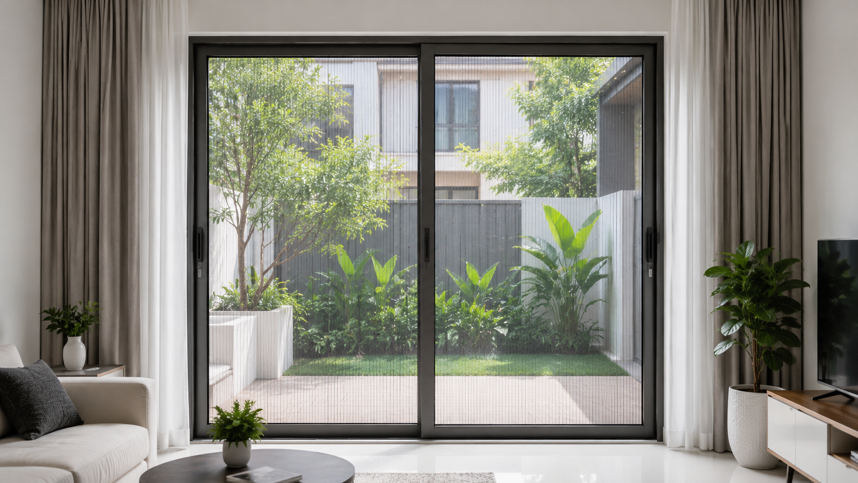 5- ND - Cửa lưới chống muỗi 2 cánh ray lùa