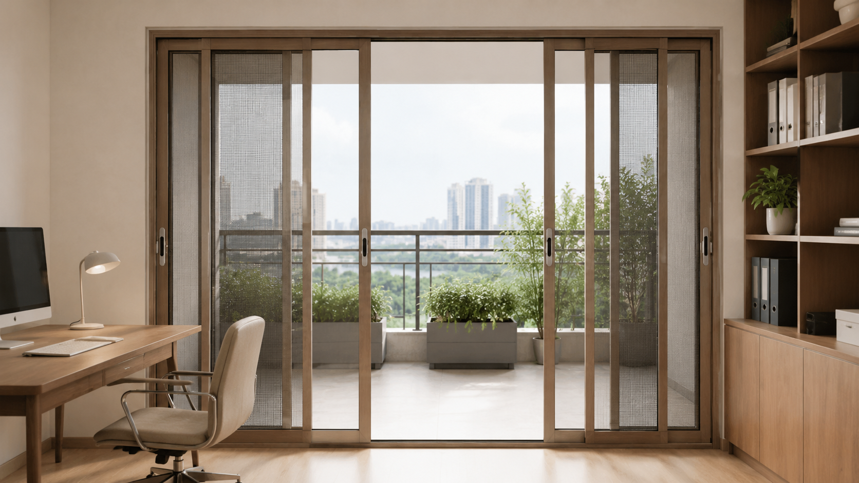 6- ND - Cửa lưới chống muỗi dạng lùa ray đôi