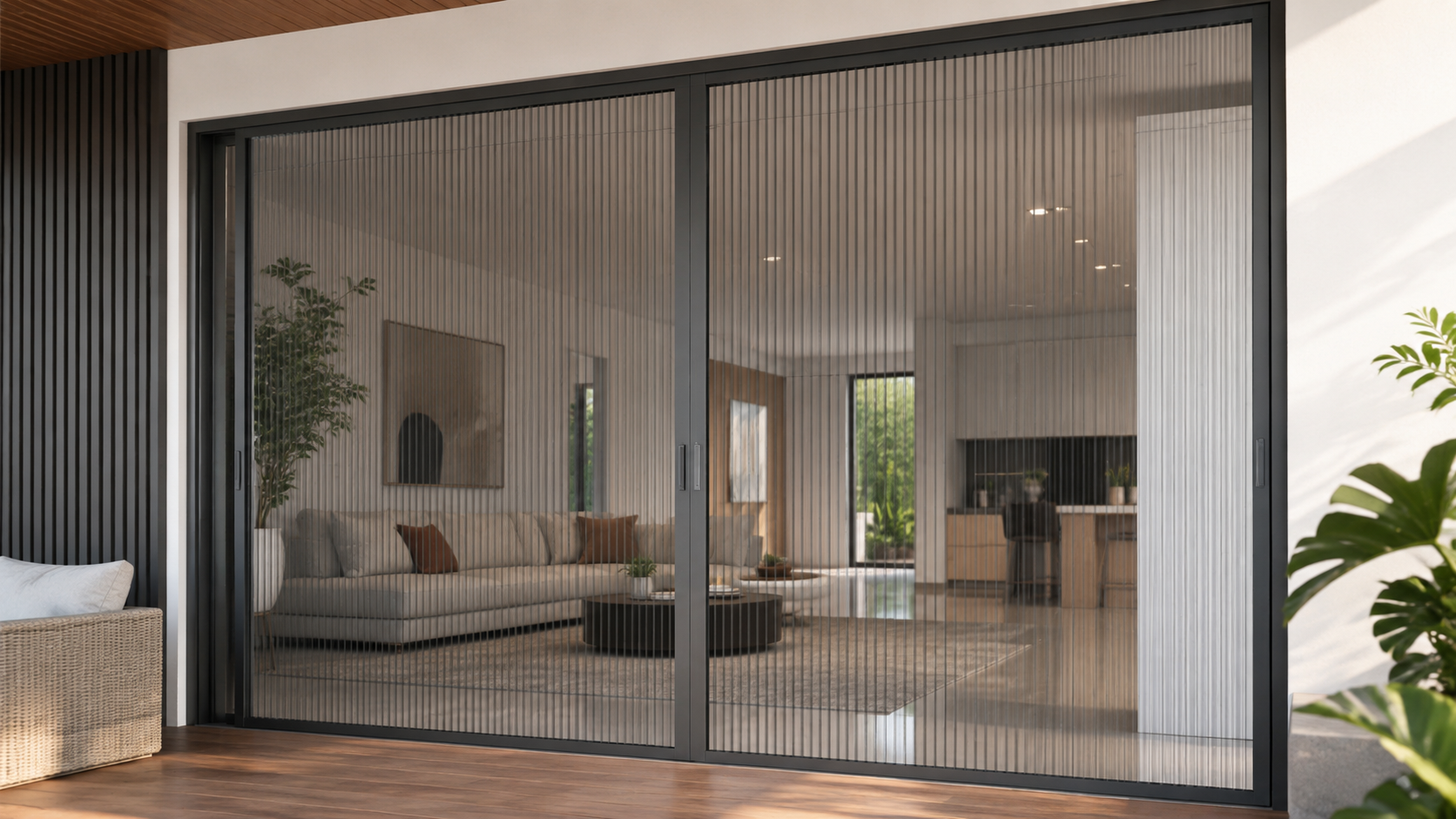 Ảnh 1 Cửa lưới chống muỗi dạng xếp lắp tại cửa đi lớn