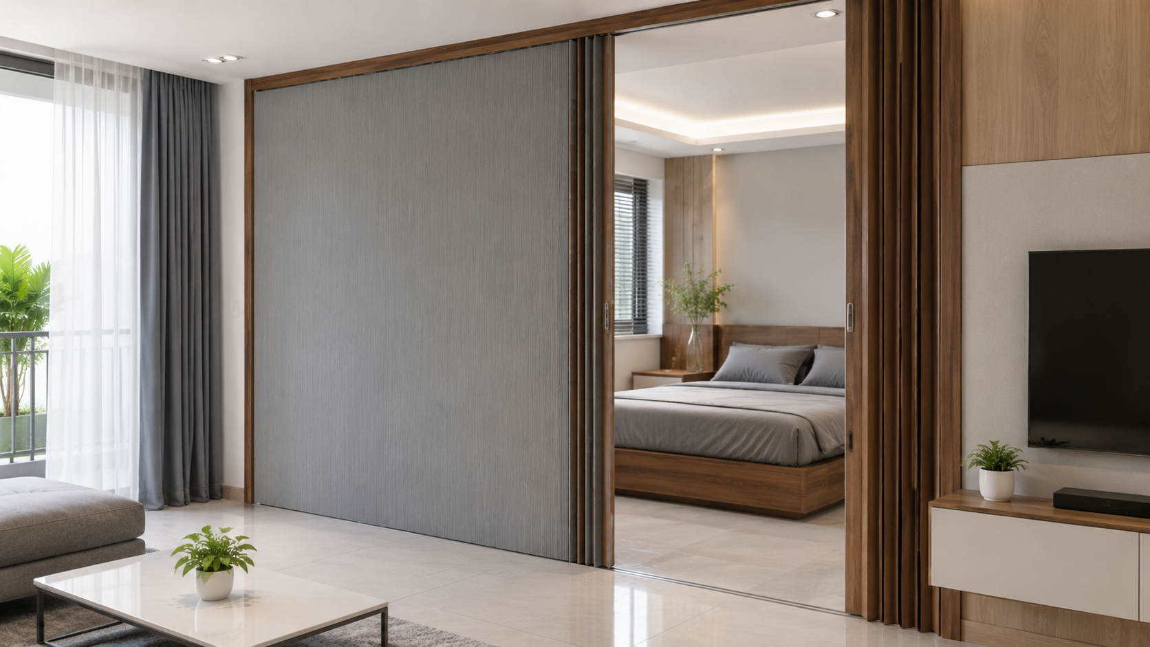 Ảnh 1 - Toàn cảnh rèm tổ ong ngăn phòng ngủ trong căn hộ hiện đại