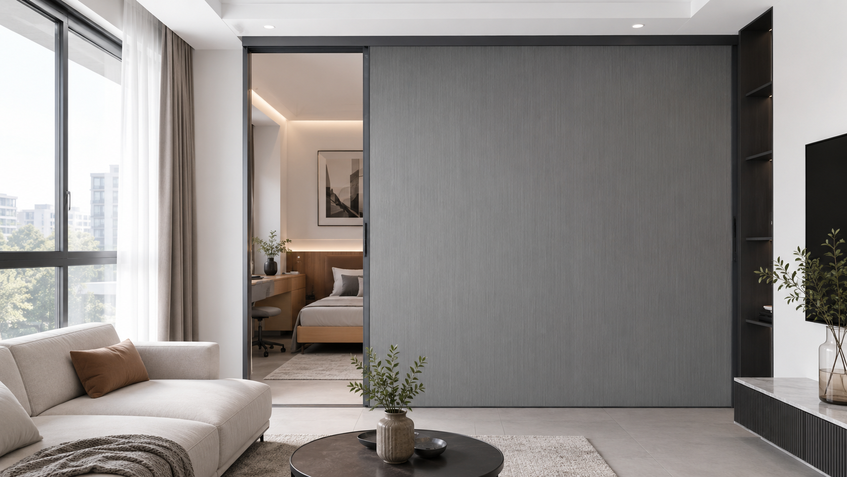 Ảnh 1 - Tổng quan rèm tổ ong ngăn phòng trong căn hộ hiện đại