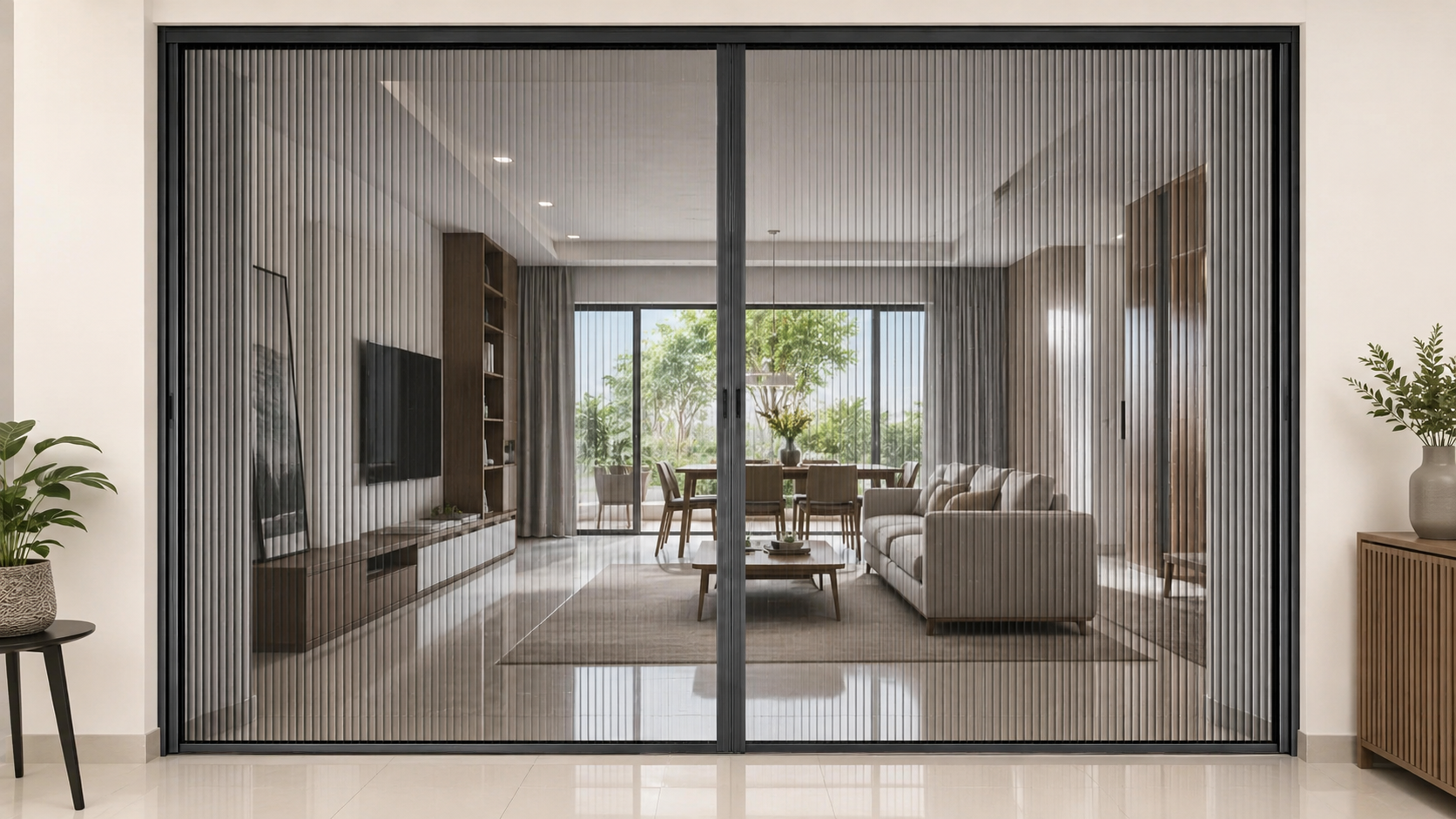 Ảnh 5 Cửa lưới dạng xếp 2 cánh cho ô cửa rộng