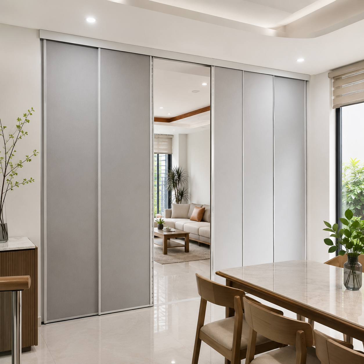 Rèm tổ ong hệ ray xếp xích