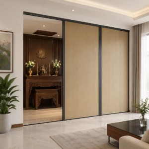 Vách rèm tổ ong ngăn phòng thờ