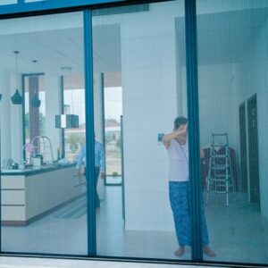 Cửa đi chống muỗi lưới xếp không ray