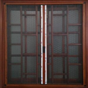 Mẫu cửa lưới chống muỗi màu vân gỗ đẹp
